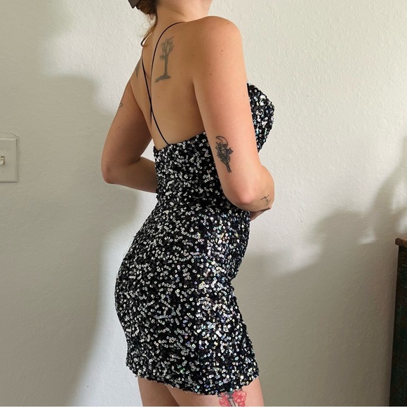 B. Darlin Black and Iridescent Mini Party Dress - Picture 1 of 8